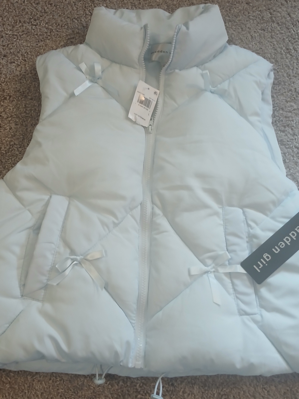 Madden Girl Light Blue Puffer Vest for Women